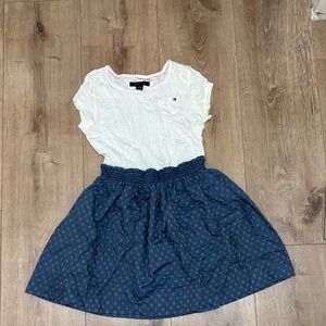 Tommy Hilfiger White and Blue Kids Dress